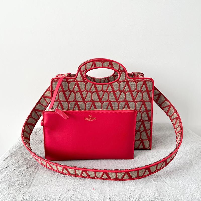 Valentino Shoulder Tote Bags VL2021 Canvas Red